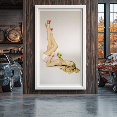 Shop 6 Framed artwork of Miss America Kristen Haglund in a vintage garage, by Liäns Jadän.